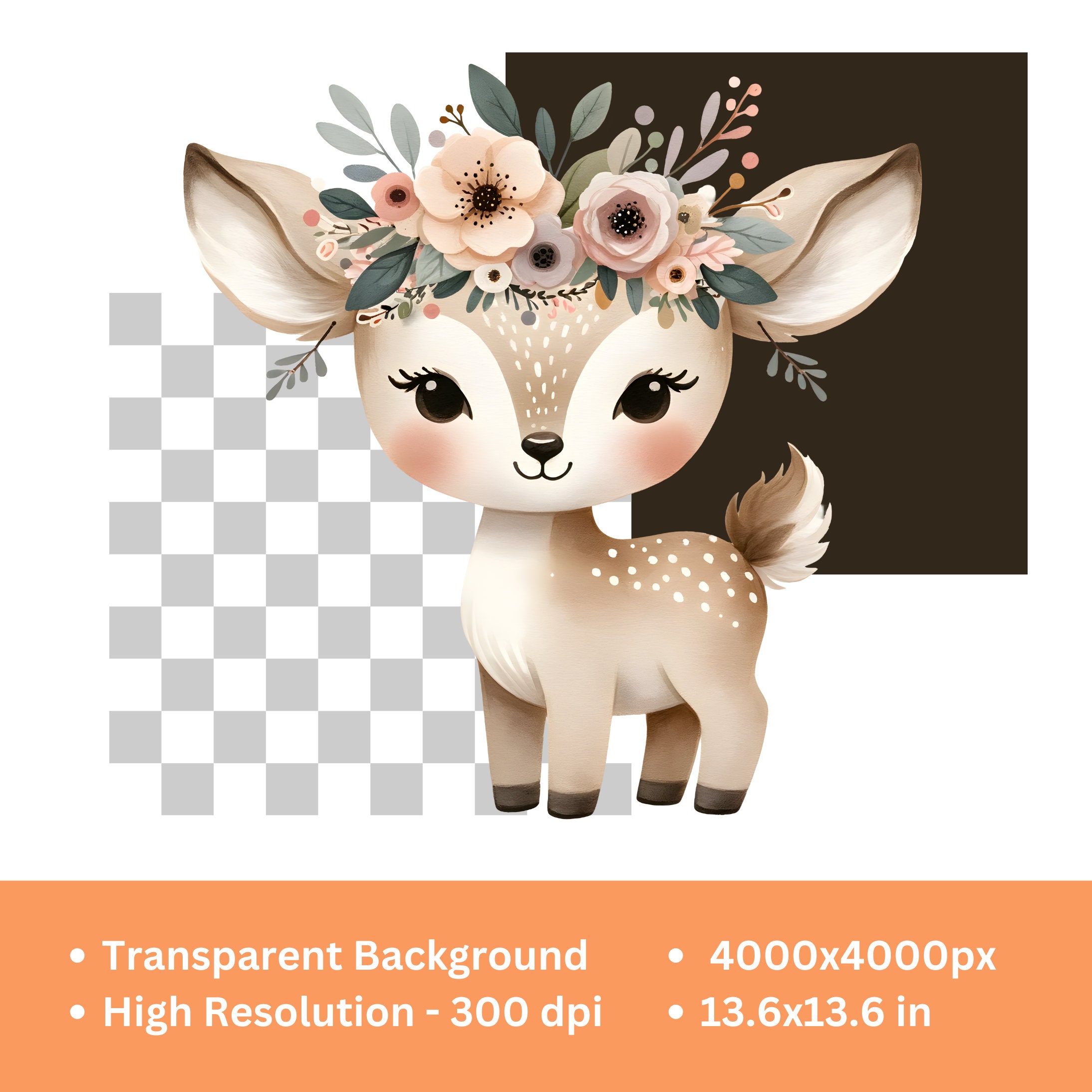 Boho Safari Baby Animals PNG Bundle - Cute Watercolor Jungle Animals ...