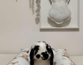 Lettino per Conigli e Piccoli Animali - Bunny Bed Double-face in Fibra di Bamboo e Cotone - Materassino Soffice Certificato OEKO-T