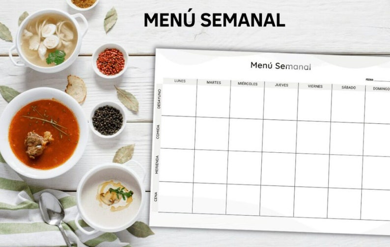 Printable Weekly Menu Template Food Calendar School Home Kitchen PDF - Etsy