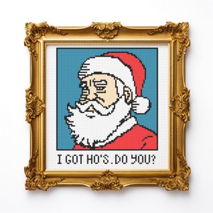 Funny Santa Clause Cross Stitch PDF Pattern - Christmas Cross-Stitch Design - Naughty Xmas - Silly X Stitch Chart - Gift Pattern - Hoop Art