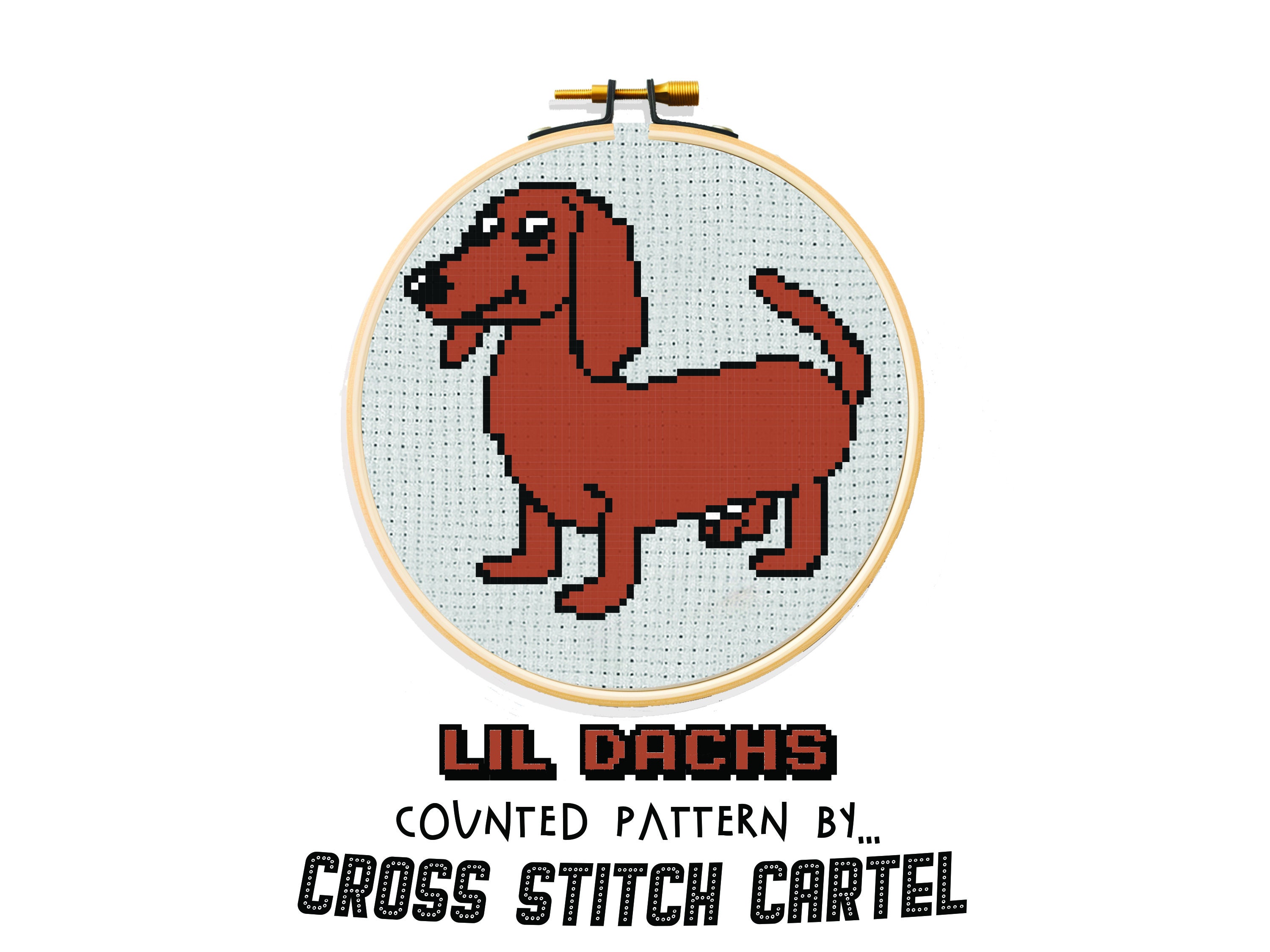 Dog Dachshund Cross Stitch Pattern PDF Small X Stitch Easy Dog Cross