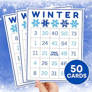 50 Winter Bingo Cards Printable Game,Winter Bingo Board Activity for Kids,Bingo Winter Holiday Classroom Activity,Winter Kids Printable Game