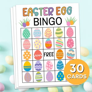 30 Paasbingokaarten Afdrukbaar spel, Paasbingobordenactiviteit voor kinderen, Bingo Paasklasactiviteit, Paasafdrukbaar kinderspel B14