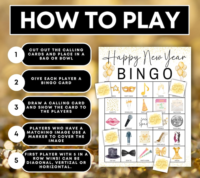 120 New Years Bingo Cards Printable Game, New Years Eve Bingo Boards ...