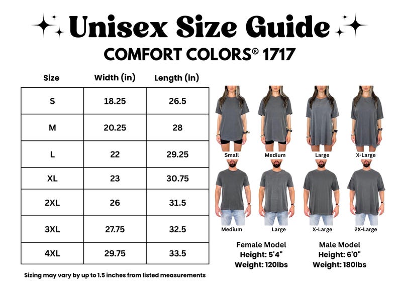 men's undershirt size guide for comfort colors
