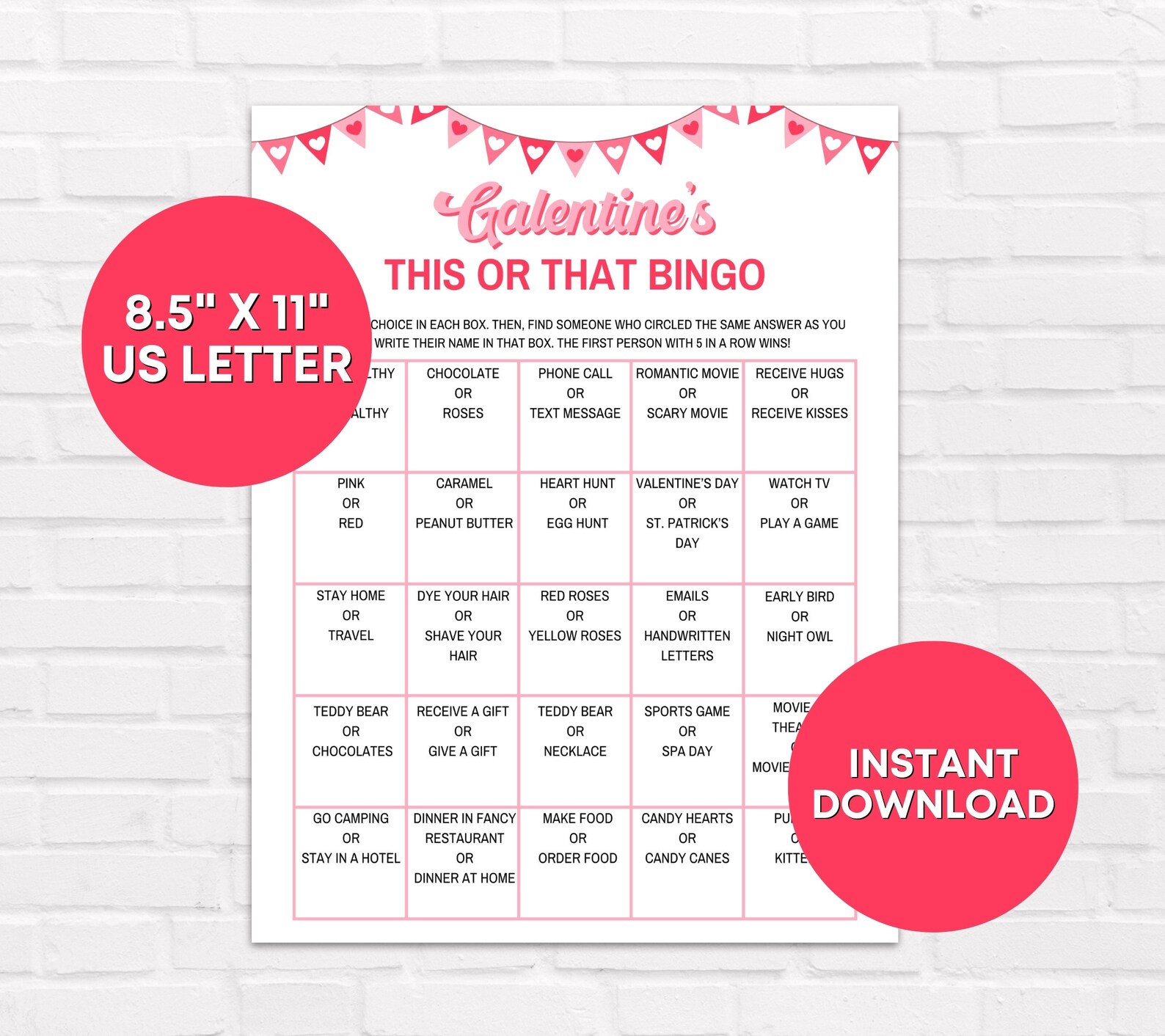 Galentine's Bingo Cards Printable Game, Valentines Day Galentines ...