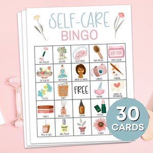 30 cartes de jeu de bingo-soin à imprimer, activité de jeu de bingo-soin de soin pour la journée au spa, activité de bingo nocturne entre filles Galentines B3