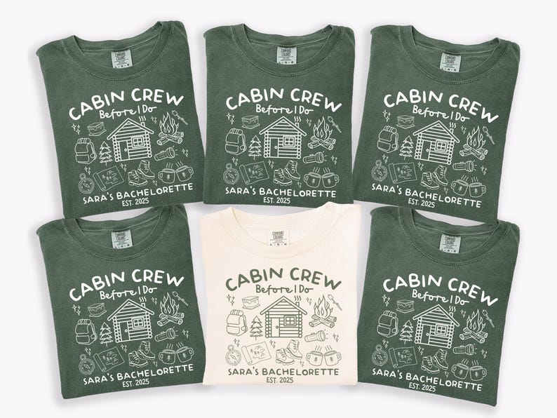 Custom Cabin Crew Before I Do Bachelorette Shirt, Personalized Camping Bachelorette Shirt, Summer Camp Bach Shirt, Hiking Bachelorette Tee image 1