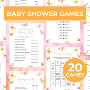 Butterfly Baby Shower Games Printable Bundle, Butterflies Baby Shower Activities Bingo Games, Butterfly Baby Shower Game Printable Cards