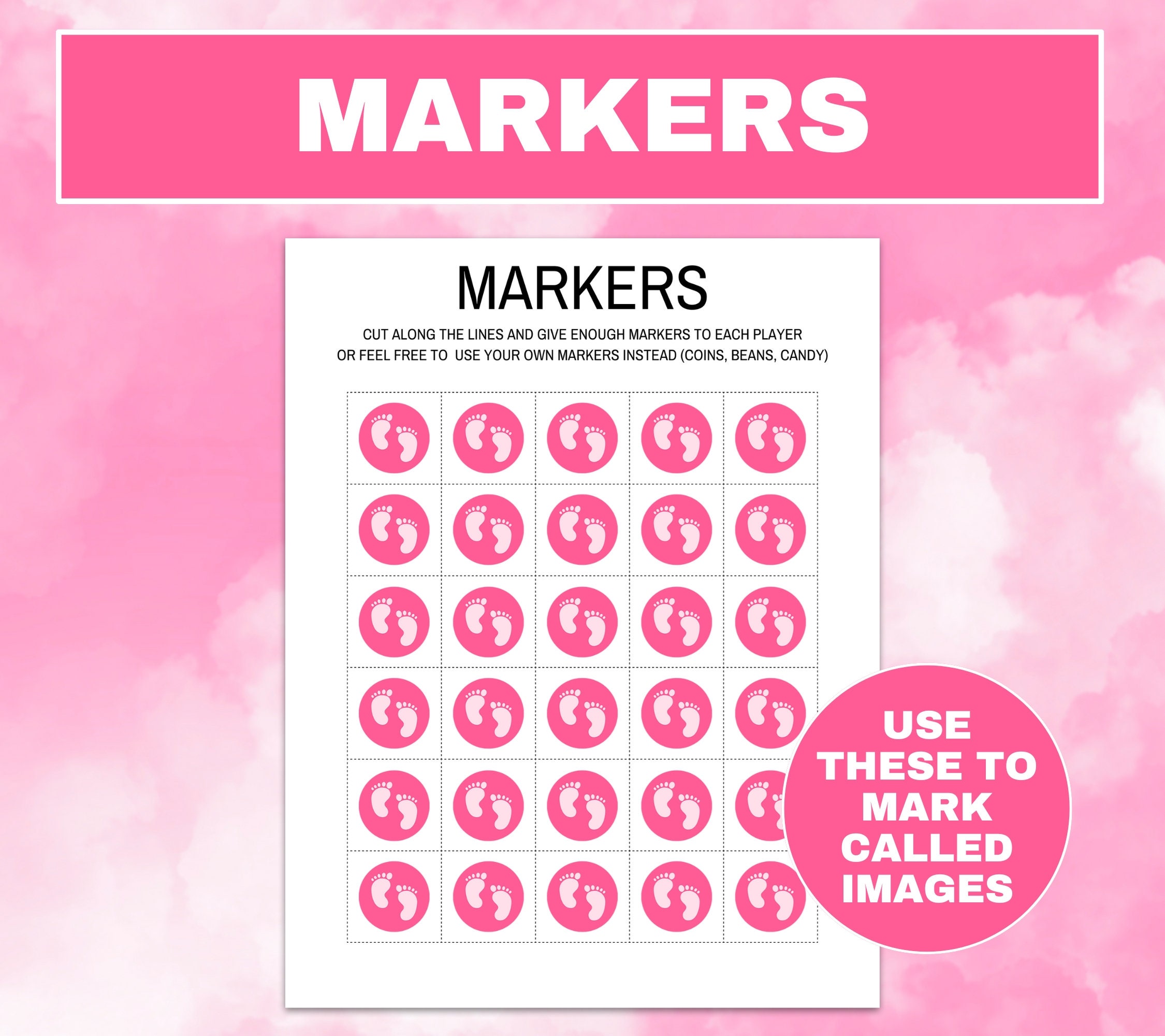 120 Baby Bingo Cards Printable Game, Baby Girl Shower Bingo Game Boards ...