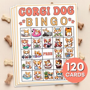 120 Corgi Dog Bingo Cards Printable Game, Corgi Dog Lover Bingo Board Game, Corgi Dog Birthday Party Bingo Game,Corgi Dog Bingo Activity B91