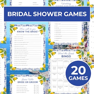 Paquete imprimible de juegos de despedida de soltera de limón Positano, tarjeta de juego de bingo de actividades de despedida de soltera de la costa de Amalfi, juego de fiesta de despedida de soltera de cítricos
