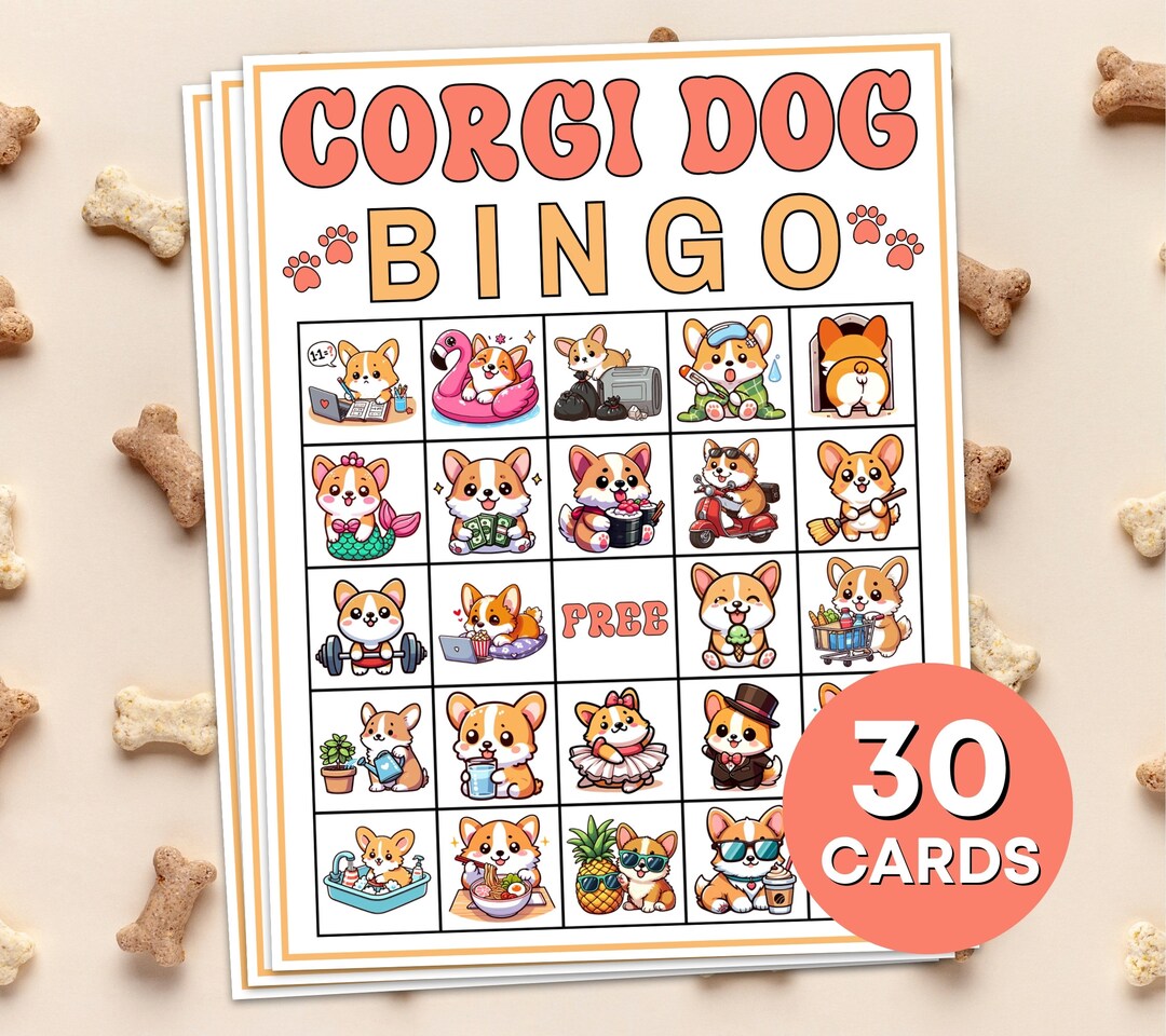 30 Corgi Dog Bingo Cards Printable Game Corgi Dog Lover Bingo Board 30-corgi-dog-bingo-cards-printable-game-corgi-dog-lover-bingo-board