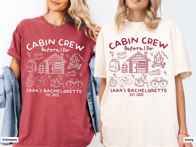 Custom Cabin Crew Before I Do Bachelorette Shirt, Personalized Camping Bachelorette Shirt, Summer Camp Bach Shirt, Hiking Bachelorette Tee image 3