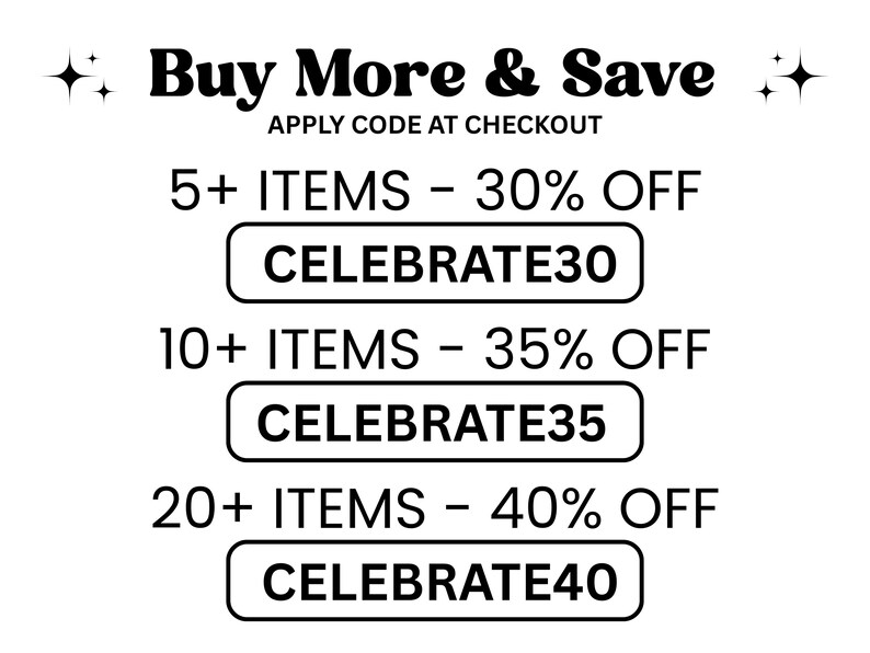 a list of items and their corresponding discounts, along with instructions for applying a code at checkout.