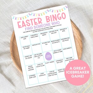 Easter Bingo Find Someone Who Game, Easter Party Mingle Icebreaker Find ...