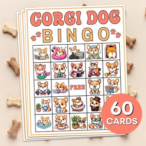60 Corgi Dog Bingo Cards Printable Game, Corgi Dog Lover Bingo Board Game, Corgi Dog Birthday Party Bingo Game, Corgi Dog Bingo Activity B91
