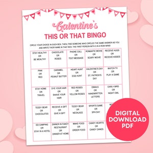 Galentine's Bingo Cards Jogo para impressão, Dia dos Namorados Galentines Mingle Icebreaker Bingo, Festa dos Namorados Meninas Noite Bingo Jogo de tabuleiro