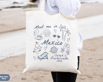 Bolsa de mano personalizada para despedida de soltera, recuerdo de playa para despedida de soltera en México, regalo personalizado para despedida de soltera en México, vacaciones tropicales, fiesta nupcial