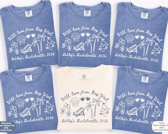 Key West Florida Bachelorette Comfort Colors® Shirt Gift, Florida Bachelorette Party Favors, Beach Girls Trip Tee, Coastal Vacation Shirts