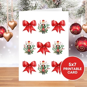 Cartão de Natal para impressão, Cartão de Natal Quebra-Nozes, Cartão de Natal para impressão, Cartão de Natal estético para ela, Cartão de Natal Coquette