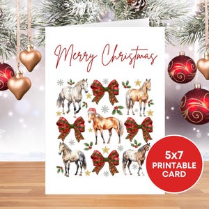 Printable Christmas Horse Card,Funny Horse Lover Card,Farm Animal Cowgirl Christmas Card,Horseback Rider Equestrian Card,Horse Mom Xmas Card