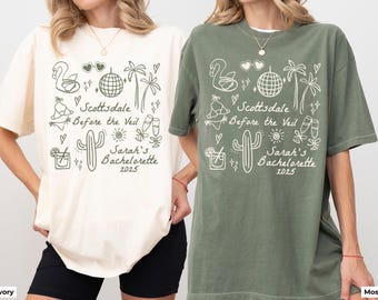 Camiseta de despedida de soltera en Scottsdale, camiseta personalizada Desert Bachelorette Comfort Colors®, camiseta para despedida de soltera en Scottsdale, camiseta para novias en viajes de chicas a Arizona
