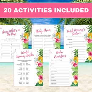 Aloha Baby Shower Games Printable Bundle, Aloha Tropical Baby Shower ...