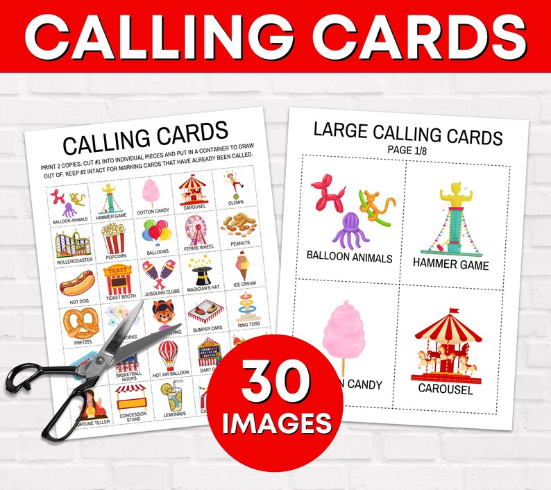 120 Carnival Bingo Cards Printable Game, Carnival Party Bingo Boards