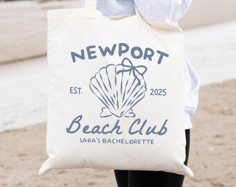Bolso de mano para despedida de soltera en Newport, bolso de playa costero personalizado, recuerdo para viaje de chicas a Newport, bolsa de regalo para la fiesta nupcial, regalo de recuerdo para la novia y las damas de honor