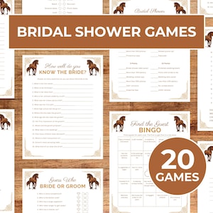 Paquete imprimible de juegos de despedida de soltera de Derby de caballos, Juego de actividades de despedida de soltera ecuestre de caballos, Juegos de despedida de boda de fiesta nupcial de caballos