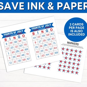100 Fourth of July Bingo Cards Printable Game, 4th of July USA ...