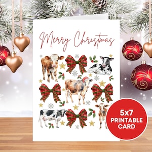 Kuh Weihnachtskarte, lustige Weihnachten Kuh Liebhaber, Kuh Weihnachtskarte, Bauernhof Tier Weihnachtskarte, Bauernhof Geschenk Karte, Kuh Mutter Weihnachtskarte