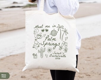 Palm Springs Bachelorette Tote Bag, Custom Desert Pool Tote, Palm Springs Girls Trip Favor,Bridal Party Bag Gift,Bride Bridesmaid Bach Favor