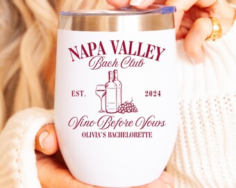 Vaso de vino para despedida de soltera en Napa Valley, recuerdo personalizado para despedida de soltera en bodega, copa de vino para despedida de soltera, regalo de despedida de soltera para fin de semana de vino en Napa