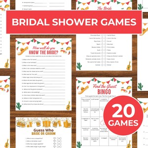 Paquete imprimible de juegos de despedida de soltera Fiesta, Juego de actividades de despedida de soltera mexicana de cactus, Tarjetas de juego de despedida de boda nupcial del Cinco de Mayo