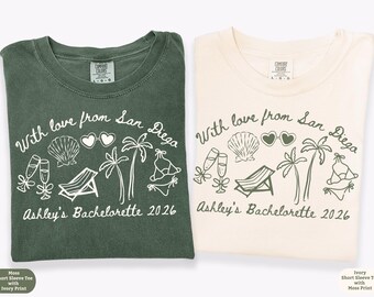 San Diego Bachelorette Shirt, Custom California Bachelorette Shirt, Personalized San Diego Bride Beach Tee, Coastal Bach Bridal Party Favor