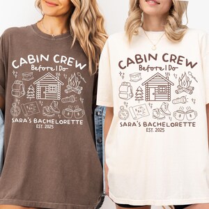 Custom Cabin Crew Before I Do Bachelorette Shirt, Personalized Camping Bachelorette Shirt, Summer Camp Bach Shirt, Hiking Bachelorette Tee image 2