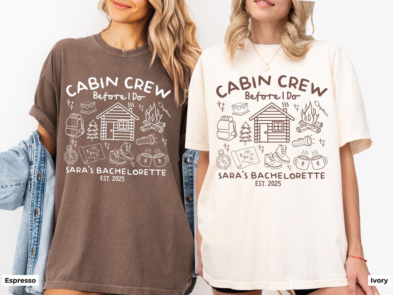 Custom Cabin Crew Before I Do Bachelorette Shirt, Personalized Camping Bachelorette Shirt, Summer Camp Bach Shirt, Hiking Bachelorette Tee image 2