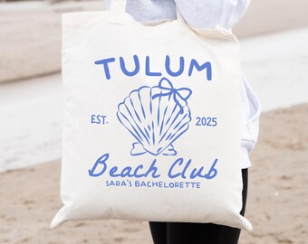 Bolso de mano para despedida de soltera en Tulum, bolso de playa personalizado en México, recuerdo para viaje de chicas a Tulum, regalo para despedida de soltera en la playa, regalo para la novia y las damas de honor.