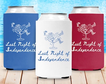 Enfriador de latas para despedida de soltera del 4 de julio, funda para lata de fin de semana de despedida de soltera patriótico, portavasos personalizado para fiesta nupcial de EE. UU., regalo personalizado para fiesta nupcial