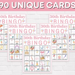 90 30th Birthday Bingo Cards Printable Game, 30th Birthday Party Bingo ...