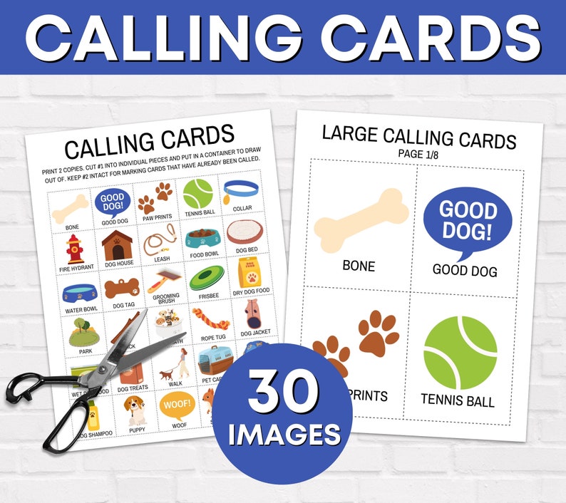 30 Dog Bingo Cards Printable Game, Puppy Dog Bingo Cards Game, Dog ...