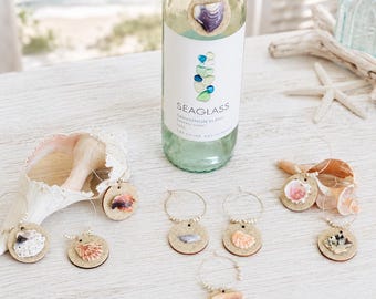 Coastal Wine Bottle Tag | Seashell Wine Gift Tag | Beach House Wine Decor | Handmade Coastal Hostess Gift