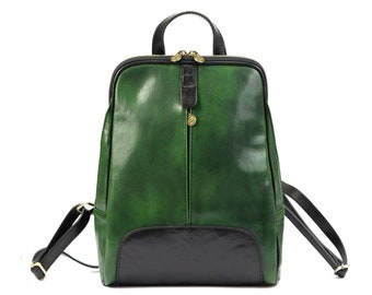 Green | Black Luxury Women's Leather Backpack - Stylish and Elegant | Handcrafted | Perfect for Everyday Use | High-quality leather backpack