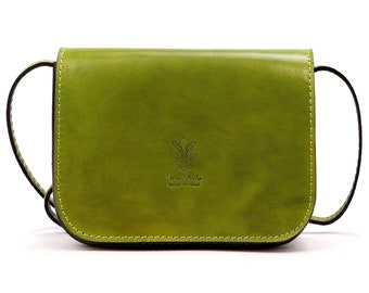 Borsa a tracolla da donna in pelle verde. Borsa in pelle naturale stile vintage, borsa a tracolla in pelle, borsa in pelle, tote in pelle, borse a tracolla.