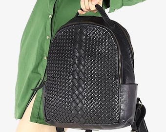 Women's leather double-backpack - black - Stylish and Elegant | Handcrafted | Perfect for Everyday Use | leather backpack