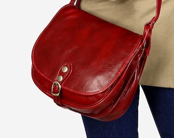 Red messenger leather bag: Luxury Italian leather handbag, premium leather purse, handmade leather bag, leather tote, crossbody bags