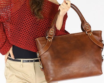 Brown Italian Leather Handbag: Luxury Italian leather handbag, premium leather purse, handmade leather bag, leather tote.