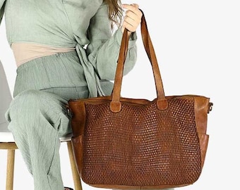 Brown leather bag, shopper bag, handbag, woman leather bag, elegant leather bag, Italy handbag, Genuine leather purse, leather tote